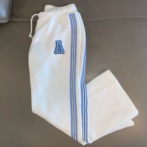 Aeropostale White Sweatpants with Blue Stripe XS
